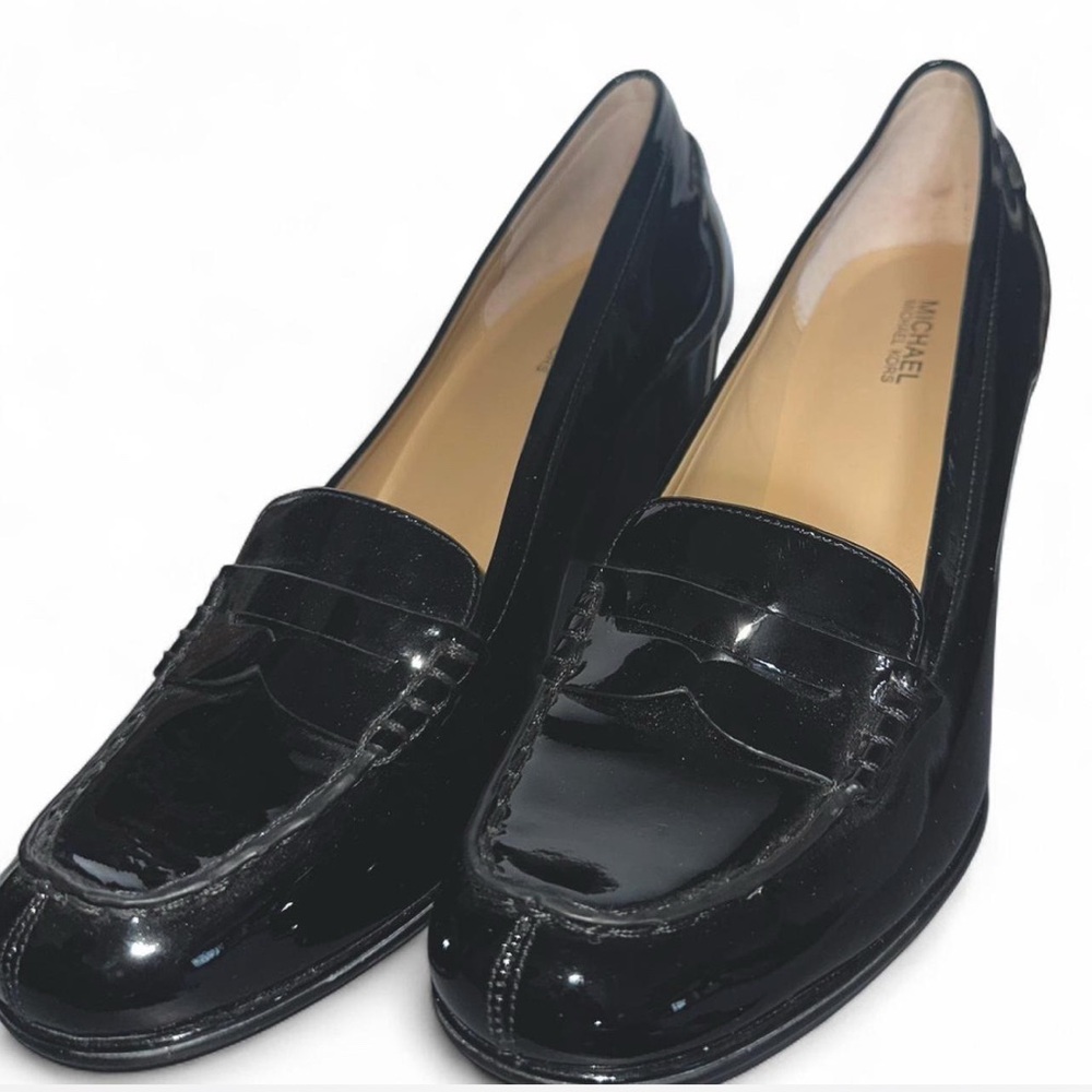 Michael Kors Black Leather Loafer Heals